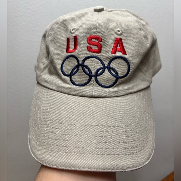 Other - Vintage USA Olympic Beige Mat Hat Adjustable Cap‎